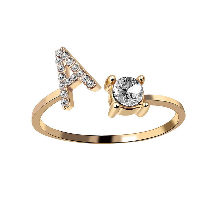 New Design Adjustable 26 Initial Letter Ring Fashion Jewelry For Women Simple Elegant Jewelry New Design Adjustable 26 Initial Letter Ring Fashion Jewelry For Women Simple Elegant Jewelry